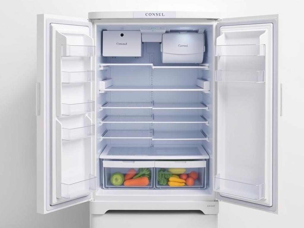 Geladeira Consul Cycle Defrost Duplex 334 Litros CRD37EB com destaque para o freezer espaçoso