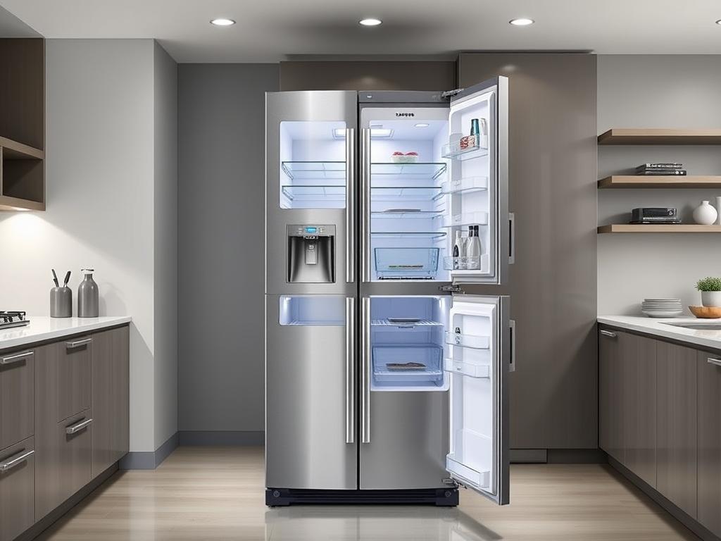 Geladeira Samsung RT38DG6120S9FZ Duplex com portas fechadas mostrando o design elegante em inox